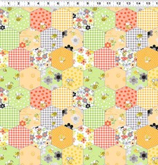 CLOTHWORKS – Sweet Bees by Susybee – Honeycomb Patchwork – Yellow ,1/4 yard