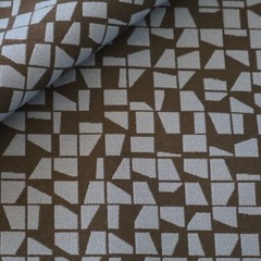 Vtg Designtex MCM Upholstery Fabric “Building Blocks” Blue, Black Geometric 2 yd