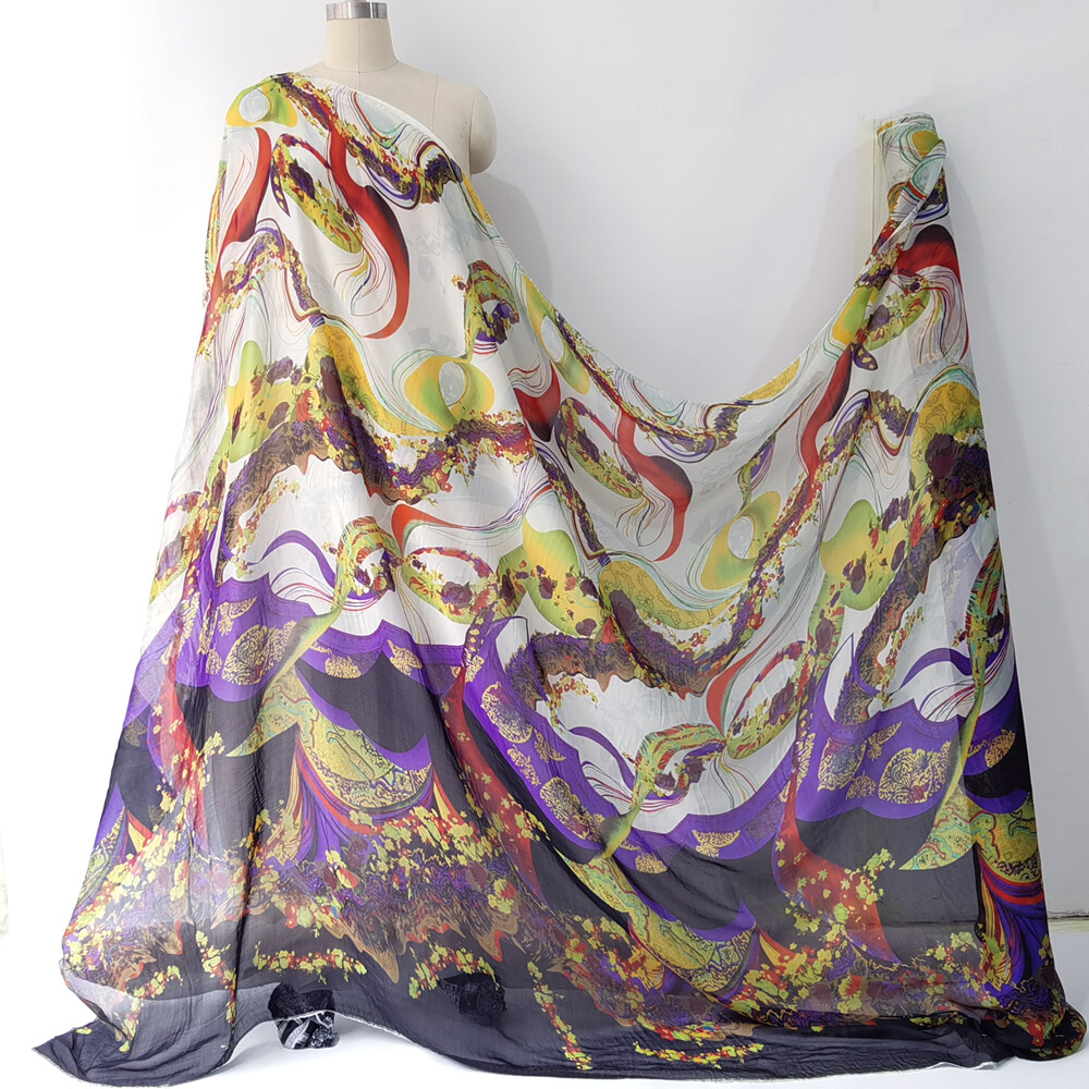 1 yard X 1.35 meter Positional Pattern Mulberry Chiffon Gauze Material For Dress