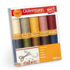 Gutermann 734521-3 Thread Set Natural Cotton 50 100x118x22 mm, Col 2 Assorted
