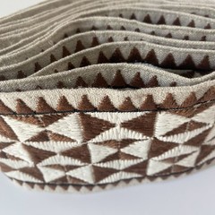 Schumacher Zulma Embroidered Tape Trim 80191 Brown 3 Yards Fine Textiles