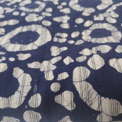 Batik Fabric Blue Gray Circles Striped Print Hippie Boho Indian 3.5 Yards x45″