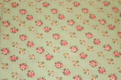 1930s reproduction fabric cotton quilt Teal w/ pink mauve flowers 43″x1/2 yd