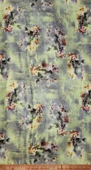 Wool Blend Floral Printed Thick Winter Spun Soft Fabric 45”W Sold BTY Green