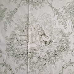 Green Beige Toile Cotton Fabric 1 Yard X 44″ Monticello Collection Clothworks