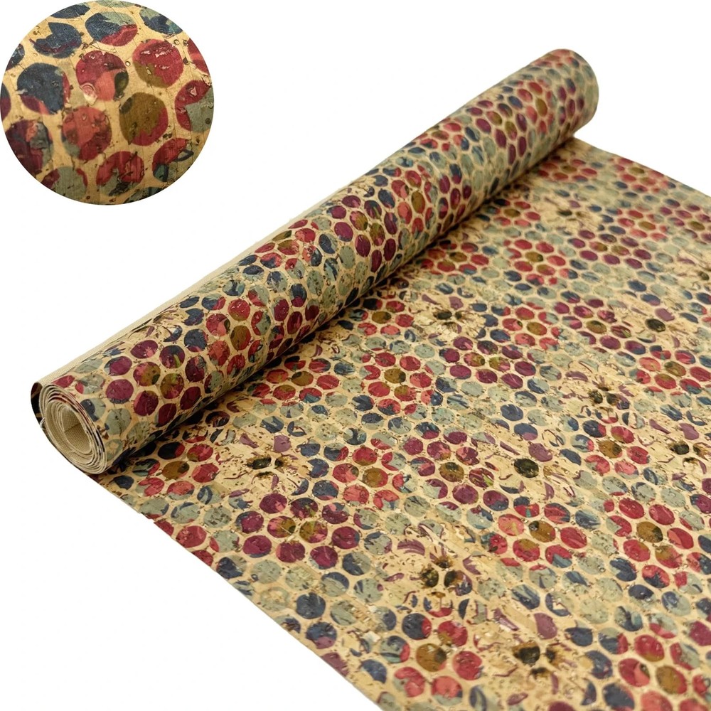 Cork Fabric by The YardCork Fabric for Sewing with Colored Spots Surface12 * …