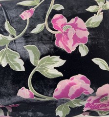 Black Burnout Chiffon Fabric: Velvet Brocade With Pink Floral By The Yard New