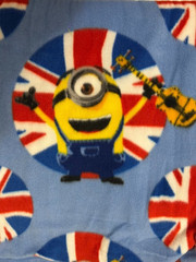 Minion Stuart Guitar Graphic Print United Kingdom Union Flag Fleece Fabric 3 yds