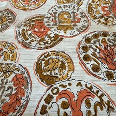 1960’s 1950’s Vintage Coin Old Money Fabric Orange Brown 3 Yards 36inches Wide