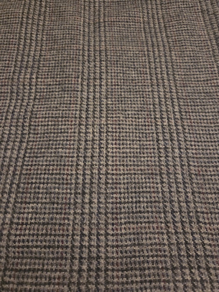 100% Wool Gray Plaid Fabric/Pillows, Crafts, Home Dec USA Made BTY