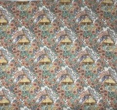 Vtg Fairies & Mushrooms 70s Groovy Fabric Manes Fabric Co 44” X 108”