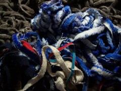 Pendleton Scraps – thin strips – approx 4 lbs. – mostly gray, some green & blue
