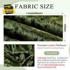 Olive Green Stretch Crushed Velvet Fabric by the Yard, 1 Yard 63″ Wide Soft Fabr