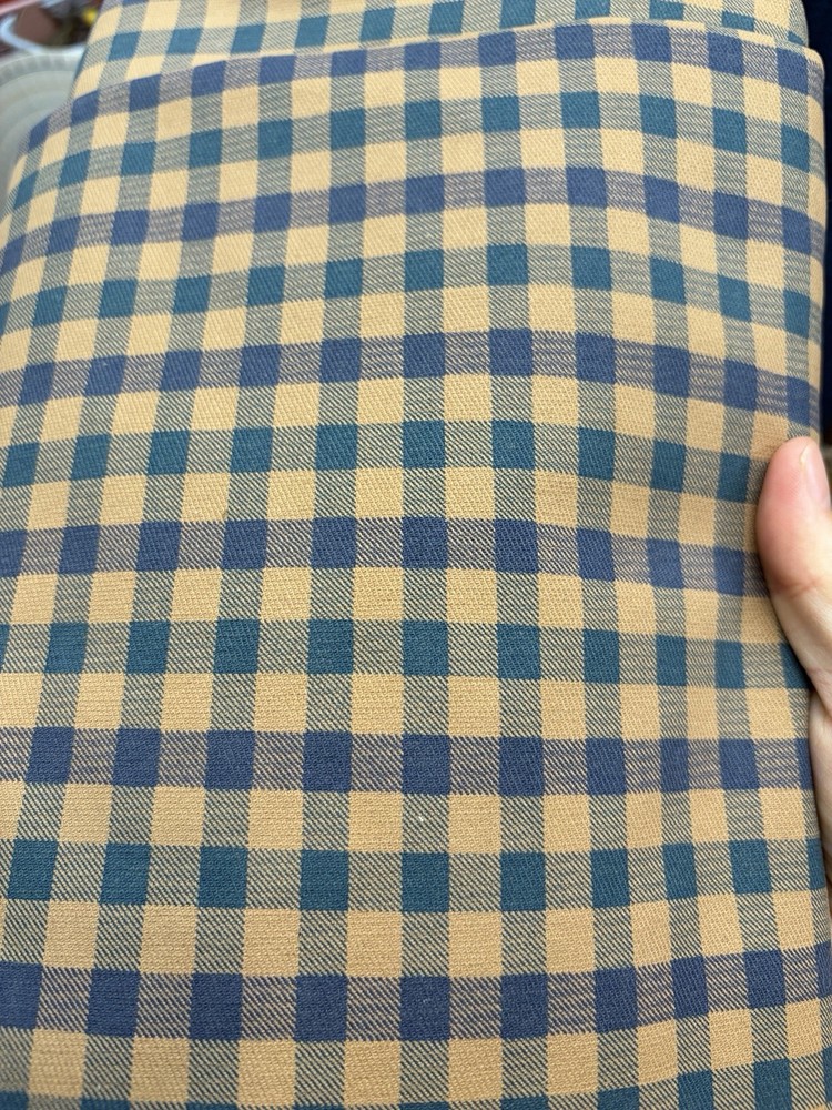 Heavyweight Vintage Plaid Cotton Fabric Japanese Style 2M x 55” Blue