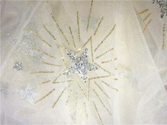 1YD Lace Fabric Illusion Star Moon Horse Silver Sequin Gold Glitter Tulle Fabric