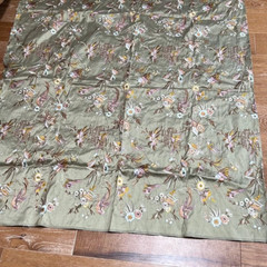 Purple Green Embroidered Silk Brocade with Birds and Flowers 54″ (137.16 cm)