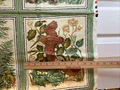 Cyrus Clark Wildlife Vtg Fabric Chintz 7 Panels Animal Frog Raccoon Fish 26.5×38