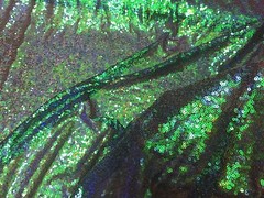 GREEN IRIDESCENT MINI SEQUINS EMBROIDER ON A BLACK MESH-FASHION-SOLD BY YARD.