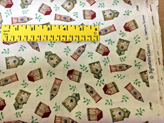 Cream With Bird houses Birds Fabric 2 yrds Signatrue Classics