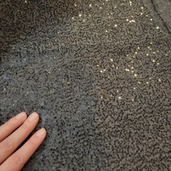 Gray Lightly Felted Wool w/ Black Sequined Mesh Felted In – FAB! Suiting-Weight