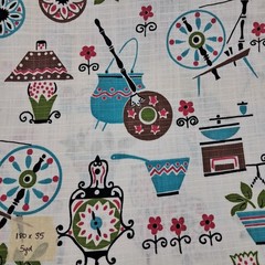 180×35 Cotton Vintage Mid Century Fabric Unbranded Sewing Notions Antique Motifs