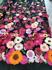 Lace Multicolor Embroidery 3d Floral Flowers Fabric By The Yard Black Mesh Dress