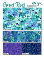 Northcott – Coral Reef – 108″ Full Width Wide Backing – Turquoise/Multi, BTY