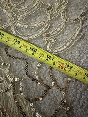 Sequins 3D Flower Embroidered Gold Tulle Fabric 3 YD + Piece Formal Bridal DIY