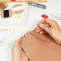 Upholstery Repair Kit, Bonded Round Waxed Thread Set with Black, White, Brown