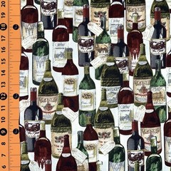Food Fabric | Vineyard Classics II Wine Bottle Off White | Benartex Kanvas YARD