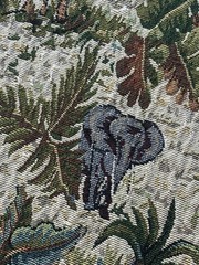 Vintage Jungle Animals Jacquard Woven Tapestry Fabric, 54 x 80 inches