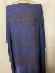 100% Silk Double Georgette Cobalt Blue Brown Gator Fabric 1 Yard 10″ Long 54″ W
