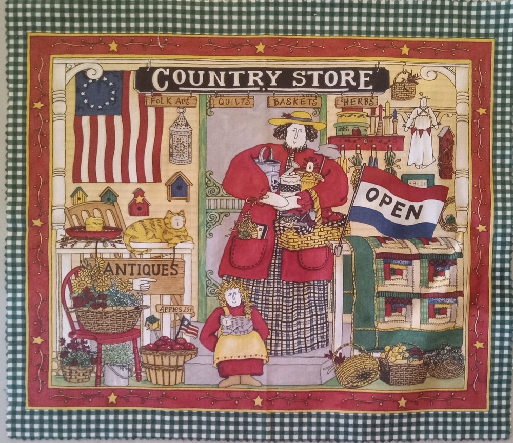 “Country Store”~ by Deb Strain for Moda ~ Cotton Fabric Panel ~ 12″x9.5”
