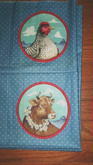 4 VTG CRANSTON 8.5″ BLUE W FARM ANIMALS SMALL COTTON PILLOW QUILT CRAFT PANELS