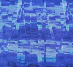 Geometric Squares Block Barbed Wire Print BTY Unbranded Tonal Blue