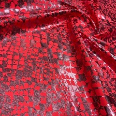 Animal Print Metallic Vibrant Red Snake Fabric 50″ wide Swimsuit Spandex By Yard