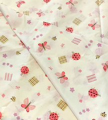 BRAND NEW! Cut Fabric Pink Ladybugs and Butterfly 100% Cotton, 108″ x 46″