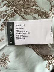 G P & J Baker Printed Toile The Seasons A2103-11 Aqua Cotton Print 2.5 Yds