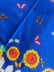 2.33Y Fabric Traditions 1996 Picket Fence Butterfly Ladybug Daisy Bee #2565 VTG