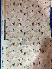 1 Yard Cut Paintbrush Studio Fabrics Cat Print Fabric, Pink White Black