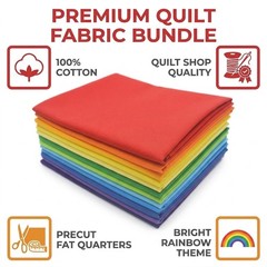 Bright Rainbow Fat Quarters Cotton Fabric Bundles 18×22 Inch Quilting 12 PCS