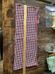 VINTAGE Tube KNIT Stretchy Fabric CLOWN Red Blue 1960’s 1970’s 62×25 *READ