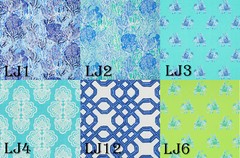 6-Piece Set of Lee Jofa for Lilly Pulitzer 9″x9″ Fabric Squares!