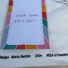 IKEA Fabric 60×120 White Black Maria Astrom 2004 Botanical Leaf Canvas 3.3Yd