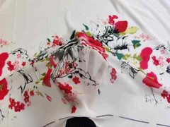 58” Wide By Yards White Positional Floral Georgette Chiffon Fabric Wedding