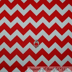 BonEful FABRIC FQ Decor Cotton Quilt Red Gray Ohio State US CHEVRON Stripe Color
