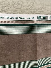 VTG Stanley King Fabricut Upholstery Fabric 3.5 yards Taupe Green Stripe Brocade