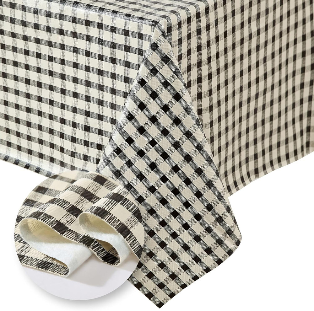 Home Fashions Gingham Check Vinyl Fabric – 3 Yard Cut, Protective Table Cover fo