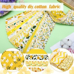 40 PCS Yellow Floral Fabric Spring Flower Jelly Quilting Bundle Roll 2.55″