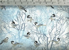 Timeless Treasures Realistic Chickadees on Branches 100% Cotton Quilt Fabric BTY